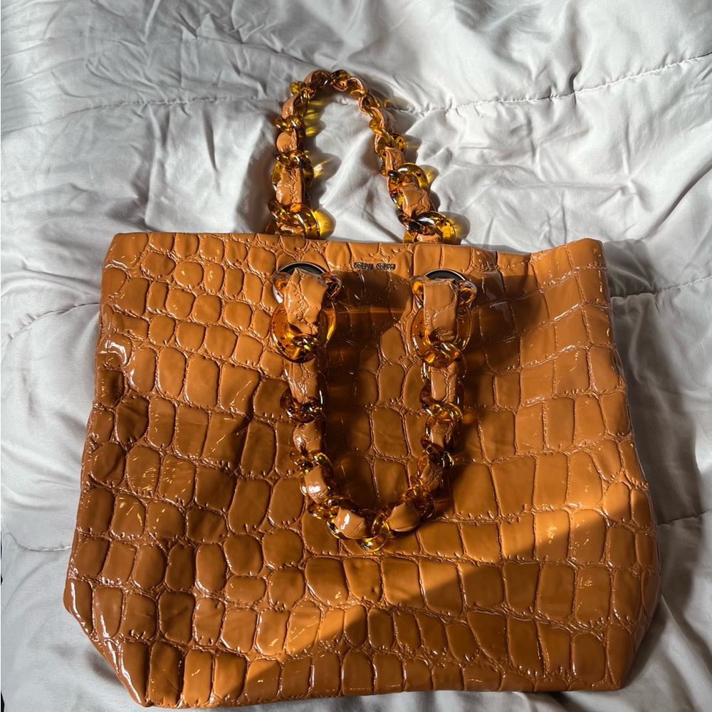 Miu Miu Alligator Embossed Patent Leather